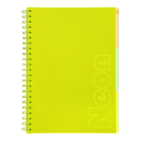 Sąsiuvinis matematikos/fizikos/chemijos Zibi Neon, langeliais, A4, 120 lapų, Geltona sp.