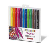 Flomasteriai Alpino Color Experience, dvipusiai, įvairių spalvų, 12 vnt.