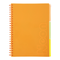 Sąsiuvinis matematikos/fizikos/chemijos Zibi Neon, langeliais, A4, 120 lapų, Oranžinė sp.