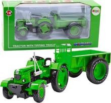 Žaisliniai traktoriai su priedais Lean Toys With Tipping Trailer, 1:18, žalia sp.
