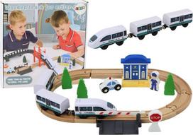 Žaislinis traukinys su bėgiais Lean Toys Wooden, įvairių spalvų