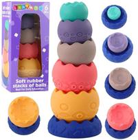 Edukacinė piramidė Lean Toys Stacks Of Balls, 23.5 cm, įvairių spalvų, 6 vnt.