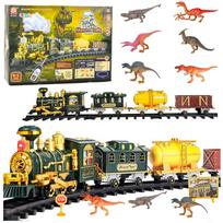 Žaislinis traukinys su bėgiais Lean Toys Classical Train Series Dinosaurs, įvairių spalvų