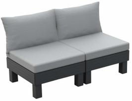 Lauko sofa Keter Elements, juoda sp./pilka sp., 80 cm x 132 cm x 80 cm