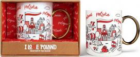 Puodelis Pan Dragon I Love Poland, balta/raudona, 0.250 l