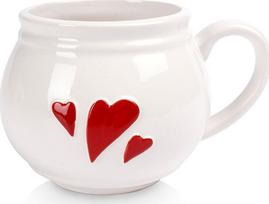 Puodelis Orion Hearts, balta/raudona, 0.430 l