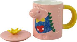 Puodelis su dangteliu Lean Toys Dinosaur, rožinė sp., 0.4 l