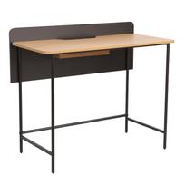 Rašomasis stalas Home4you Harper, 100 cm x 49.5 cm, 85 cm, juoda sp./natūralaus uosio sp.