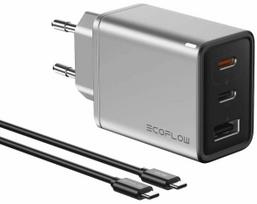 Telefono įkroviklis EcoFlow Rapid GaN, USB Type A/2 x USB Type C, 9.12 cm, sidabro sp., 65 W