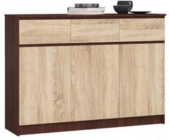 Komoda Akord Furniture Factory K140, sonoma ąžuolo sp./wenge, 99 cm x 138 cm x 40 cm