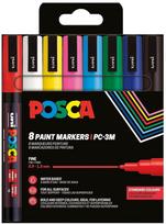 Universalių žymeklių rinkinys Posca PC-3M, vienpusiai, įvairių spalvų, 8 vnt.