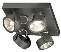 Šviestuvas lubų SLV Kalu 1000135, LED, 3000 °K, 4 x 60 W, juoda sp.