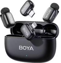 Belaidis mikrofonas Boya Mini 2-01 Lightning+USB-C, matinė juoda sp.