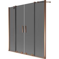 Dušo sienelė Mexen Velar Duo, 160 cm x 150 cm, grafito sp./rausvojo aukso sp./grūdintas