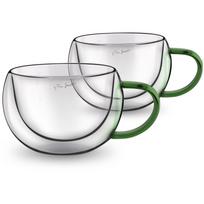 Dvigubo stiklo puodelių rinkinys Lamart Vaso LT9112, skaidri sp./žalia sp., 0.270 l