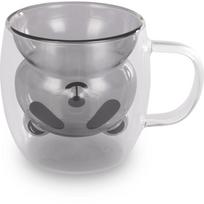 Dvigubo stiklo puodelis Lamart Vaso Panda, juoda sp./skaidri sp., 0.250 l