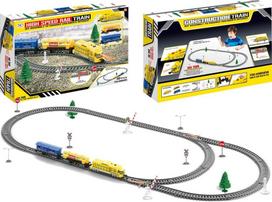 Žaislinis traukinys su bėgiais Lean Toys High Speed Construction, mėlyna sp./geltona sp./pilka sp.