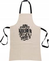 Prijuostė Home Styling Collection My Kitchen My Rules, 84 cm x 60 cm, juoda sp./smėlio sp.