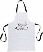 Prijuostė Home Styling Collection Bon Appetit!, 84 cm x 60 cm, balta sp./juoda sp.