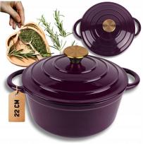Emaliuotas ketaus puodas Atusa Hage Eggplant, 22 cm, 3 l, violetinė sp.