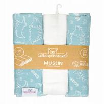 Vystyklas BabyMatex Muslin Design Dinosaur, 80 cm x 70 cm, 3 vnt.