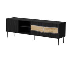 Televizoriaus spintelė Cama Meble Inserto LED, ąžuolo sp./juoda sp., 40 cm x 190 cm x 61.5 cm