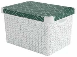 Daiktadėžė su dangčiu, daiktų saugojimo Curver Deco Stockholm, balta sp./žalia sp., 39.5 x 29.5 x 23.5 cm