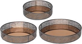 Metalinis dekoratyvinis padėklas veidrodiniu dugnu 4Living 330778, 30 cm x 30 cm, 3 vnt.