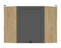 Kampinė pakabinama virtuvės spintelė Junona Line, ąžuolo sp./pilka sp., 60 cm x 60 cm x 27.3 cm