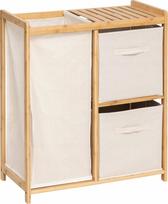 Vonios spintelė su skalbinių krepšiu 5five Tidy Box, ruda sp./smėlio sp., 33 cm x 66 cm x 78.5 cm