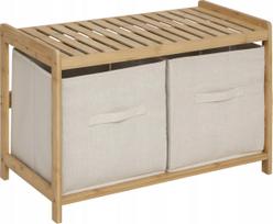 Vonios spintelė su skalbinių krepšiu 5five Tidy Box, ruda sp./smėlio sp., 44 cm x 66.8 cm x 35 cm