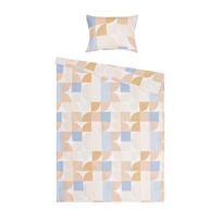 Patalynės užvalkalų komplektas Domoletti Geometric, balta sp./žydra sp./rusva sp., 50 x 70 cm, 140 x 200 cm, 2 d.