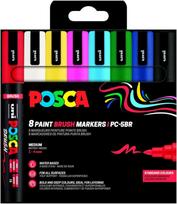 Universalių žymeklių rinkinys Posca Brush, vienpusiai, įvairių spalvų, 8 vnt.