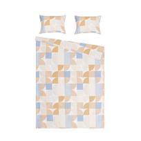 Patalynės užvalkalų komplektas Domoletti Geometric, balta sp./žydra sp./rusva sp., 50 x 70 cm, 200 x 220 cm, 3 d.