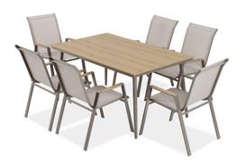 Lauko baldų komplektas Nova Dining, rusvai gelsva sp., 6 vietų