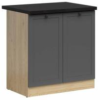 Apatinė virtuvinė spintelė Junona Line, grafito sp./juoda sp./bernstein oak sp., 47 cm x 80 cm x 85.7 cm