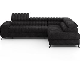 Kampinė sofa Kanedo, juoda sp., dešininė, 204 x 269 cm x 86 cm