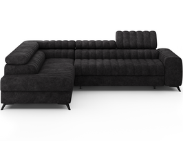 Kampinė sofa Kanedo, juoda sp., kairinė, 204 x 269 cm x 86 cm