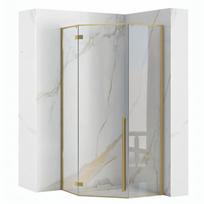 Dušo kabina Rea Diamond, kvadratinė, be padėklo, 90 cm x 90 cm x 200 cm, brushed gold/skaidrus