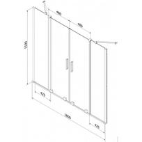 Vonios sienelė Mexen Velar Duo, 180 cm x 150 cm, brushed gun gray sp./matinis