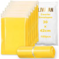 Polietileno plastikiniai savaime užsiklijuojantys kurjerių vokai - maišeliai LIVMAN HY-12, 30x42cm, 100 vnt. pakuotėje