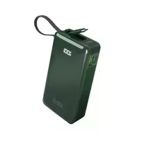 SBS Power Bank 10,000 mAh with a built-in USB-C cable, green
