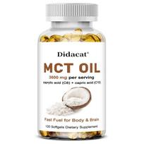 MCT Aliejus 3600mg C8 C10 Kapsulės Ketogeninė Energija Smegenims ir Kūnui Be GMO Kokoso Riešutų 120 Kapsulių 120 Capsules