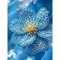 DIY Pearl Painting Set Blue Flowers Pattern Home Decoration Handmade Sticky Diamond Creative Canvas Pearl Art Painting Crafts Perfect Gift 30x40cm
