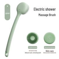 Automatinis ilgos rankenos vonios šepetys lengvam nugaros šveitimui 2 replacement heads žalia