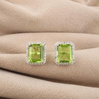 Peridot Gemstone 925 Sterling Silver Zircon Studs Earring 0.57  For Women CZE-6-11