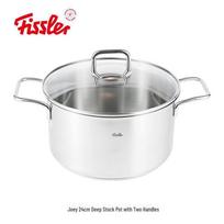 Fissler 304 nerūdijančio plieno 24 cm gilus sriubos puodas su stikliniu dangčiu