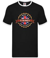 Made In Staines - Mens Ringer - Staines-upon-Thames Hometown Born In Surrey XL