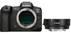 Sisteminis fotoaparatas Canon EOS R5 Body + Mount Adapter EF-EOS R, juoda sp.