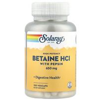 Solaray Betaino HCl su Pepsinu 650 mg Vegetariškos Kapsulės, 100 vnt. 100 pcs - 1 ea